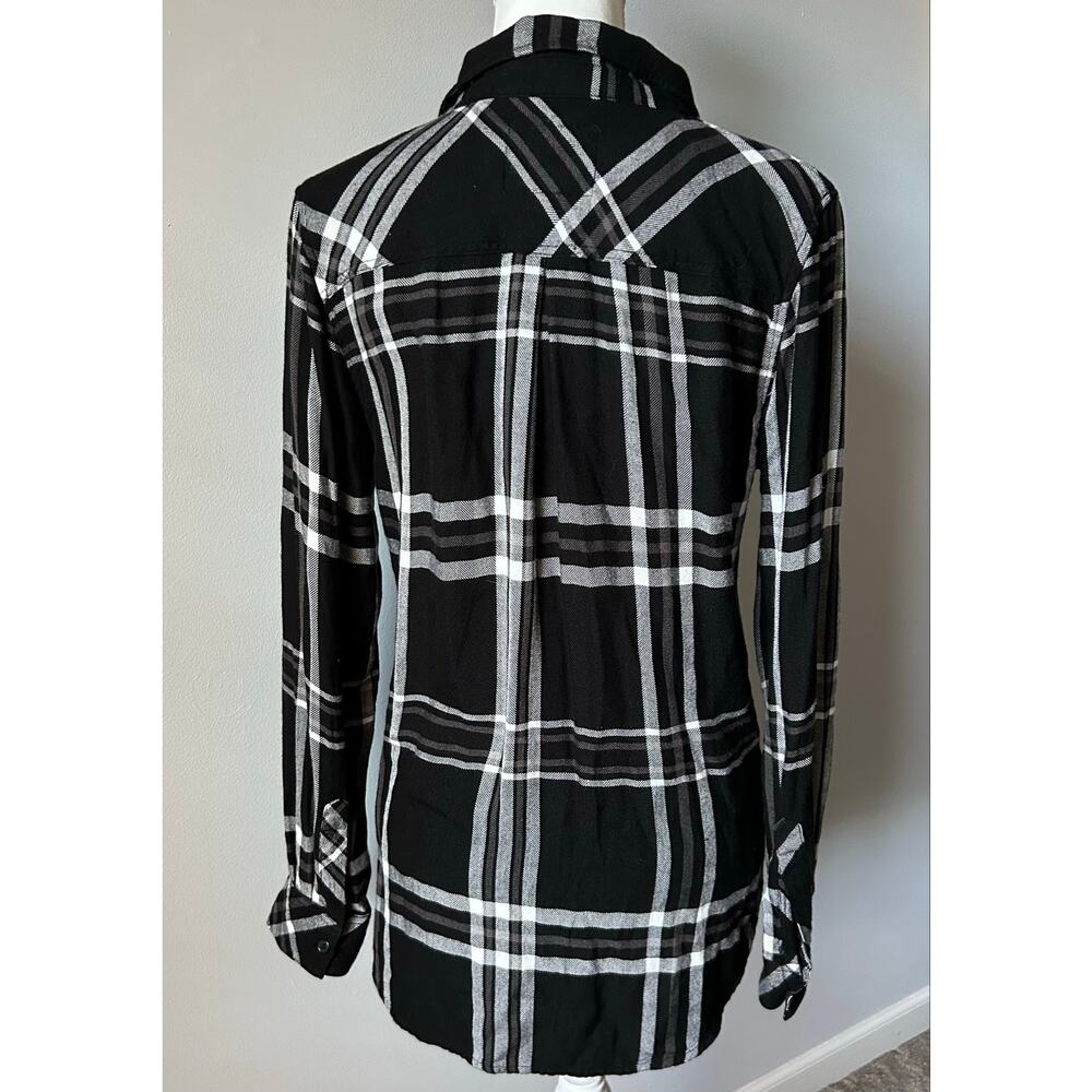 Rails Hunter Top in Black Sterling Button Up Flannel Pullover Size M - Picture 4 of 8